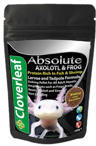 Cloverleaf Absolute Baby Axolotl & Frog 54% High Protein Sinking Pellets Food 100g