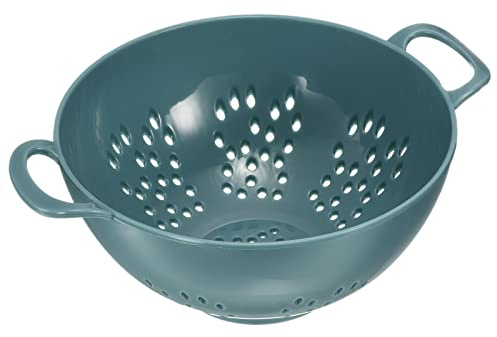sourcing map Mini passoire alimentaire avec double poignée, passoire à riz en plastique pour fruits, pâtes et légumes, bleu clair