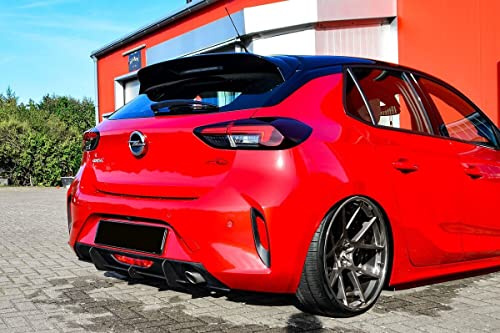 ProTuning Heckstoßstange Diffusor Addon mit Rippen/Finnen für Opel Corsa F GS-Line! ab 2019 - Schwarz, Matte Black, Kunststoff, Selbstklebend