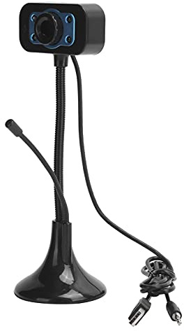 PUSOKEI HD 480p Web Camera, USB Drive‑Free Computer Video Camera with External Microphone, Non‑Slip Base, LED Lights, Plug and Play, for Laptop PC Desktop