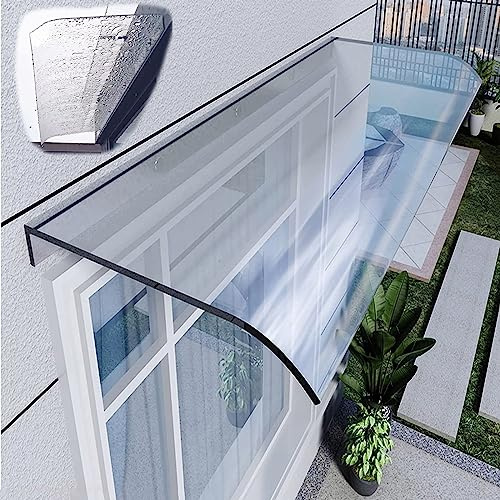 Marquise De Porte d'Entrée Moderne - Auvent Voûté en Polycarbonate Transparent Épais 3,5 mm pour Véranda Contre la Pluie