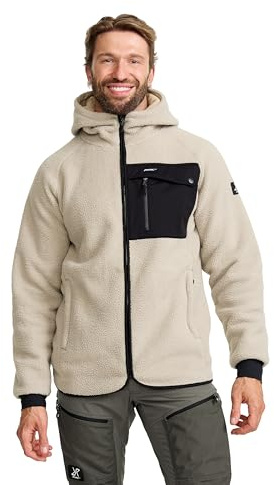 RevolutionRace Sherpa Hoodie für Herren, Outdoor Fleecejacken perfekt für Wanderungen und Outdoor-Abenteuer, Beige Khaki, S