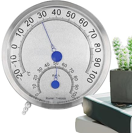 Hygromètre analogique et cadran thermomètre 2 en 1 étanche en métal - Thermomètre hygromètre en métal étanche pour jardin, cuisine et terrasse