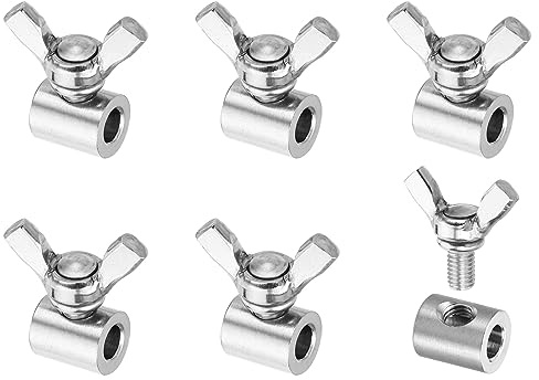 PATIKIL Morsetto per Cavo 5mm Foro Filo Corda Mollette, 6pz Morsetto per Cavi in Acciaio Inox 304 Mano Intrecciato Filo Morsetti Elementi fissaggio Viti per Acciaio Filo, Argento