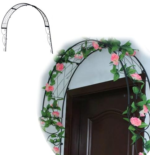 SKINII Metal Garden Arch, Garden Climbing Arch Trellis, Iron Art Retro Rustic Design Rose Arch, for Window Door Balcony, Plant Climbing Support for Rose Vine Ivy, ERQ668