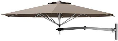 GYMAX Ombrellone da Parete a Braccio, con Testa Inclinabile e Supporto Regolabile, Ombrellone da Esterno con 8 Costole Robuste, per Balcone, Giardino, Cortile (Marrone Scuro)