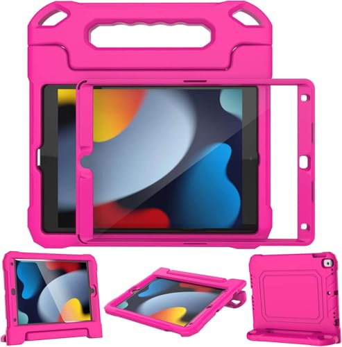MOXOTEK Kids Case for iPad 9th/8th/7th Generation 10.2 Inch 2021/2020/2019, Case for iPad Air 3rd Gen/Pro 10.5 Inch, Durable Shockproof Cover with Screen Protector for iPad 10.2 & 10.5, Pink