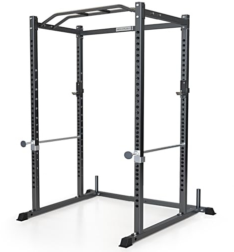 Iron Crush i200 Power Rack – Estante multifunción para sentadillas con barras de seguridad sólidas y ganchos en J – Despliegue LAT opcional, accesorios para minas terrestres – Estante de banco de