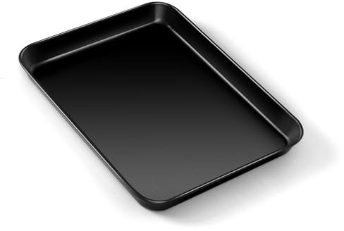 TEAMFAR Piccola teglia da forno, teglia da forno in acciaio al carbonio, con rivestimento antiaderente, rettangolare per cuocere, servire da cucina, sana e robusta, facile da pulire, 26,5 x 20,5 x 2,5