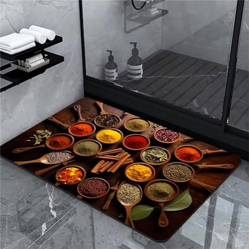 Badezimmerteppich Badematte Rutschfest Badematte Badteppich Badvorleger 120x160cm Badematten Badteppiche Duschmatte Rutschfest, Duschvorleger Badezimmermatte Rutschfest Stein Badematte Colorful