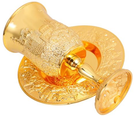 TOPBATHY Copa Judaica De Vino Shabbos Con Platillo Dorado Pequeña Taza Sagrada De Metal Resistente Para Pascua y Celebración Tradicional