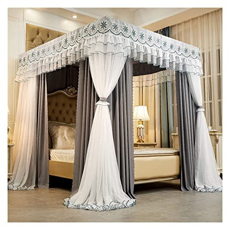 Betthimmel, Doppelbett, Moskitonetz, Stangenstütze, luxuriöser Betthimmel, dekorativer Bettvorhang für Erwachsene und Schlafzimmer (Größe: 200 x 220 x 200 cm)