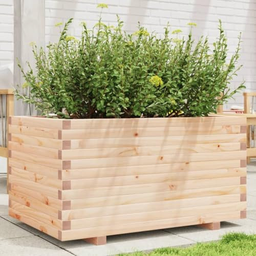 Homgoday Fioriera Grigliato per Giardino, Fioriera da Giardino 90x60x49,5 cm in Legno Massello di Pino, Fioriera Grigliato per Giardino, Fioriera da Esterno,Fioriera Balcone