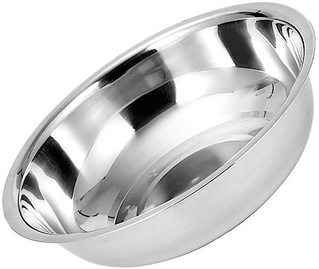 COLLBATH Bassine à Légumes En Acier Inoxydable Épais 36 Cm à Fond Plat, Bassin Ménager Robuste En Métal Cuisine, Lavabo Rond Multifonction Pour Lavage Et Préparation