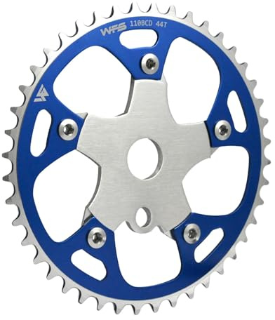 WFS Pulsar WFS3082-BO Kettenblatt mit Spinnen-Ritzel, 44T, 110 mm, BCD 5 Armloch, Old School BMX, Blau
