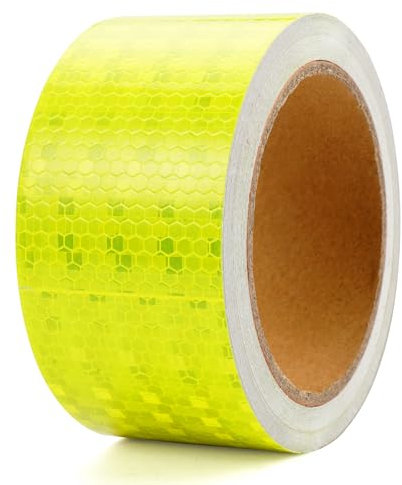 Nastro Adesivo Riflettente Giallo, 5cm x 10m Nastro Catarifrangente Adesivo, Strisce Catarifrangenti Adesive, Adesivi Rifrangenti Nastro, Adesivo Catarifrangente per Veicoli e Trattori