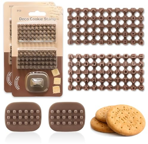 2 Sets of Pottery Stamps for Clay, Letter Stamp to Clay with Double Alphabet,Letter for Chocolate and Cookies (Brown)