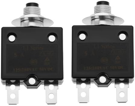YINETTECH 2 Pezzi Interruttore Automatico A Pulsante Da 5 Ampere 125-250V CA 50V CC Protettore Termico Sovraccarico Serie L1 Interruttore Automatico Termico Con Ripristino Manuale