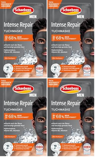 Schaebens Men Intense Repair Tuchmaske mehr Feuchtigkeit für alle Hauttypen. (Packung mit 4)