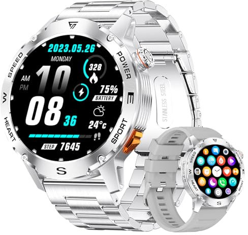 LIGE Smartwatch Herren mit Telefonfunktion, 1.43 AMOLED Smart Watch mit 24/7 Herzfrequen für Android iOS, 170+ Sportmodi Fitnessuhr, IP68 Wasserdicht, 200+ Zifferblätter, Sport Anerkennung