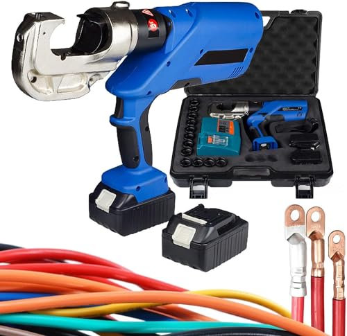Kit de alicates de crimpado hidráulicos eléctricos con 12 troqueles (16-400 mm²), crimpadora de fibra de alambre recargable para proyectos eléctricos