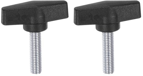 QUARKZMAN 2 Stück T-Flügelknöpfe M10 x 30mm Metrische männliche Gewindestifte 55mm T-Kopf Kunststoffknöpfe Griffe Daumenschrauben Handspannknopfgriff Daumenschraube, Schwarz