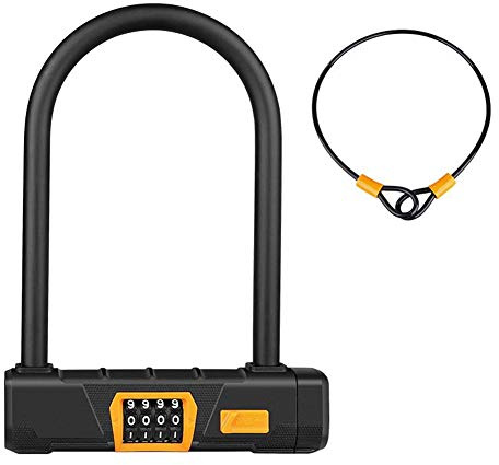 Pluuttiem Candado para bicicleta en forma de U con código de 4 dígitos, candado de seguridad para bicicleta de carretera, antirrobo, accesorios de ciclismo