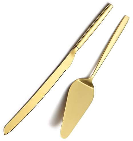 Gold Cake Pie Pastry Servers, Gold Cake Serving Set,Cake Knife and Server Set Perfect for Wedding, Birthday, Parties and Events,Cake Slice
