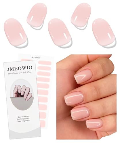 JMEOWIO Halvhärdade gelremsor nagelkonst klistermärke wrap krämrosa