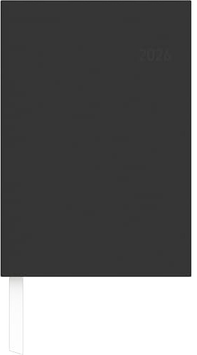 Zettler Wochenbuch schwarz 1W/2S 2026 – Buchkalender 15 × 21 cm, 1 Woche auf 2 Seiten, wattierter Kunststoffeinband