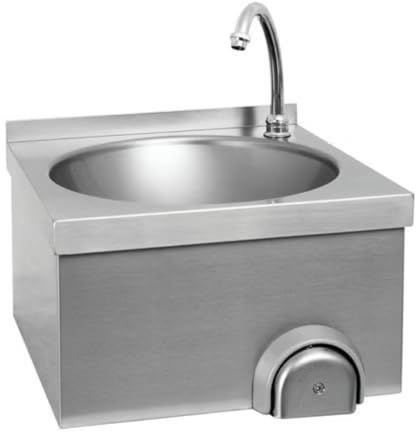 Générique Lave-Mains INOX à Commande au Genou - Compact - sans Contact - Eau Froide - 40 x 40 cm