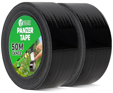 V1 TRADE Pansartejp svart 48 mm x 50 m - 2x stark reparationstejp - vattentät - för inomhus- och utomhusbruk - lätt att använda, inga spår efter borttagning