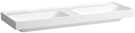 LAUFEN Meda Doppelwaschtisch, unterbaufähig, 1300x460mm, ohne Hahnloch, ohne Überlauf, H8141127571121, Farbe: weiß matt