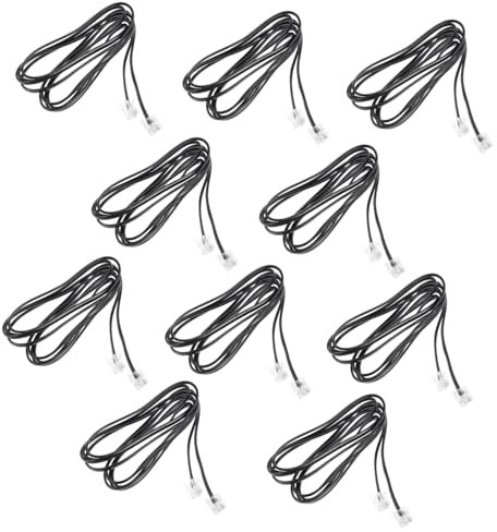 HOMSFOU 10pcs Rj11 Telephone Cord 4 Core Landline Extension Wire 2m Length for Home and Office Phone Connection Accessories