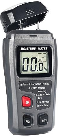 Misuratore di Umidità, Misuratore di umidità digitale for legno EMT01 Professionale 0~99,9% Igrometro for legno Strumento portatile Display LCD Rilevatore di umidità for legname per legna da ardere,