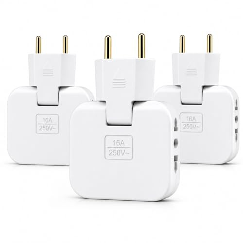 GAEVAZ® Enchufe Múltiple Extraplano | Ladrón Plano Ideal para Espacios Reducidos | Ladrón Múltiple con 3 Tomas (Pack 3)
