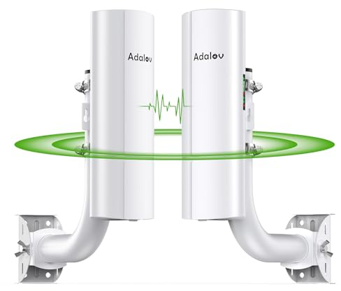 AdaLov CPE366 Gigabit Wireless Bridge Outdoor with Bracket Mounts, 5.8GHz 3KM Point to Point WiFi Bridge, Network Extend to Workshop/Garage/Farm/Shop/Barn/Shed,PoE, IP65 Weatherproof,Plug & Play