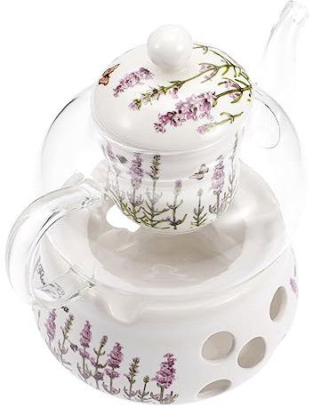 OFFSCH Tetera De Vidrio Con Infusor Para Té Suelto y Bolsitas Diseño Con Filtro Oficina Hogar
