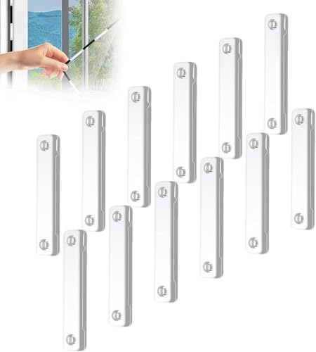 12 Pcs Magnetic Strips for Window Fly Screens,Self-Adhesive Magnetic Strips Clips,Punch-Free Universal Strong Magnet for Fly Screens Window Net Insect Screen, Mesh Curtains, Door Curtains-White
