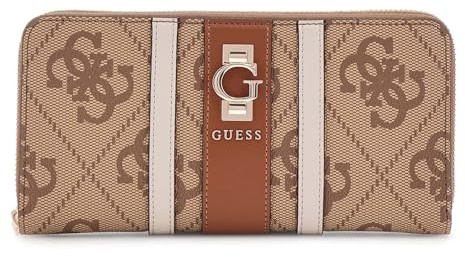 GUESS Geldbörse Erenia Zip Around Wallet Latte Logo braun