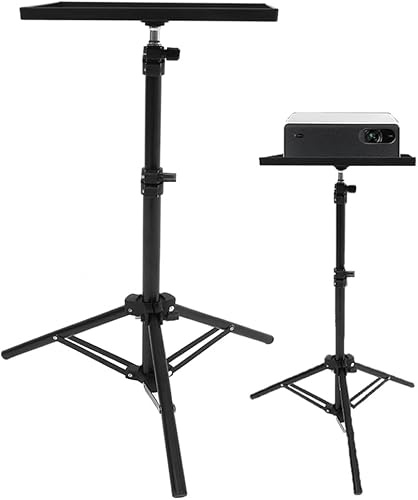 Veemoon Portable Projector Stand Tripod with Tray, 44. 88 Inch Height Adjustable Laptop Tripod Stand Floor Projector Shelf for Home Theater Office Studio, Bear Weight ≤ 2kg (tray Size 7. 09 X 9.84 )