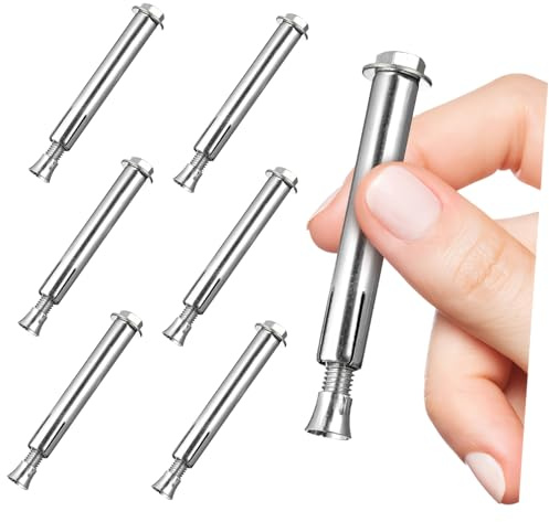 Hoement Tornillos de Expansión de Hierro Plata para Reductores de Velocidad Pack de 10 Piezas Alta Resistencia Corrosión y Deformación para Fijación en Asfalto y Uso Interior
