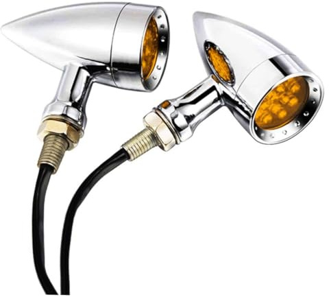 Yardwe Luces Indicadoras de Señalización para Motocicleta Intermitentes LED Retro de Aluminio Color Amarillo Electrochapado Par para Reemplazo de Luces de Motos Clásicas