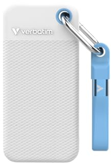 Verbatim Pocket SSD - 2TB - Colour Edition - White with 2 Rubber Sleeves (White & Light Blue)
