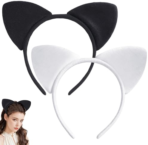 VYNZOR 2 Stück Katzenohren Stirnband,cat ears,katzenohren haarreif,Katze Haarbänder Haarschmuck, für katzenkostüm Mädchen Damen Kostüm Parteien Deko