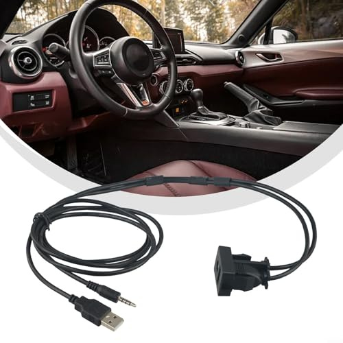 Adaptador de cable de interfaz de audio USB y AUX de 3,5 mm para salpicadero de coche para vehículos de 12 V, panel de montaje ABS con cable de alimentación, compatible con
