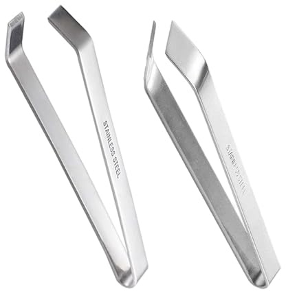 QOKLIYUI Pinzas para ajo con punta plana y ancha diseñadas para una precisión óptima para una extracción eficiente de espinas de pescado o tareas pelado ajo Pinzas para espinas pescado