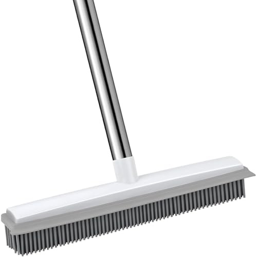Bodenreiniger mit langem Griff 130 cm, Gummibesen 2-in-1 mit Wasserabziehkante, Rimuove i Peli di Cane e Gatto, Besen per Tappeti, Pavimenti in Legno, Piastrelle e Finestre