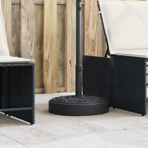 Ordellia Soporte para sombrilla con bandeja de hormigón para Ø38 48 mm mástil 25 kg, soporte redondo para sombrilla con 2 adaptadores, para balcón, terraza, jardín, protección contra el viento