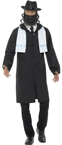 Smiffys Costume rabbin, noir, avec veste, foulard, chapeau et barbe Halloween